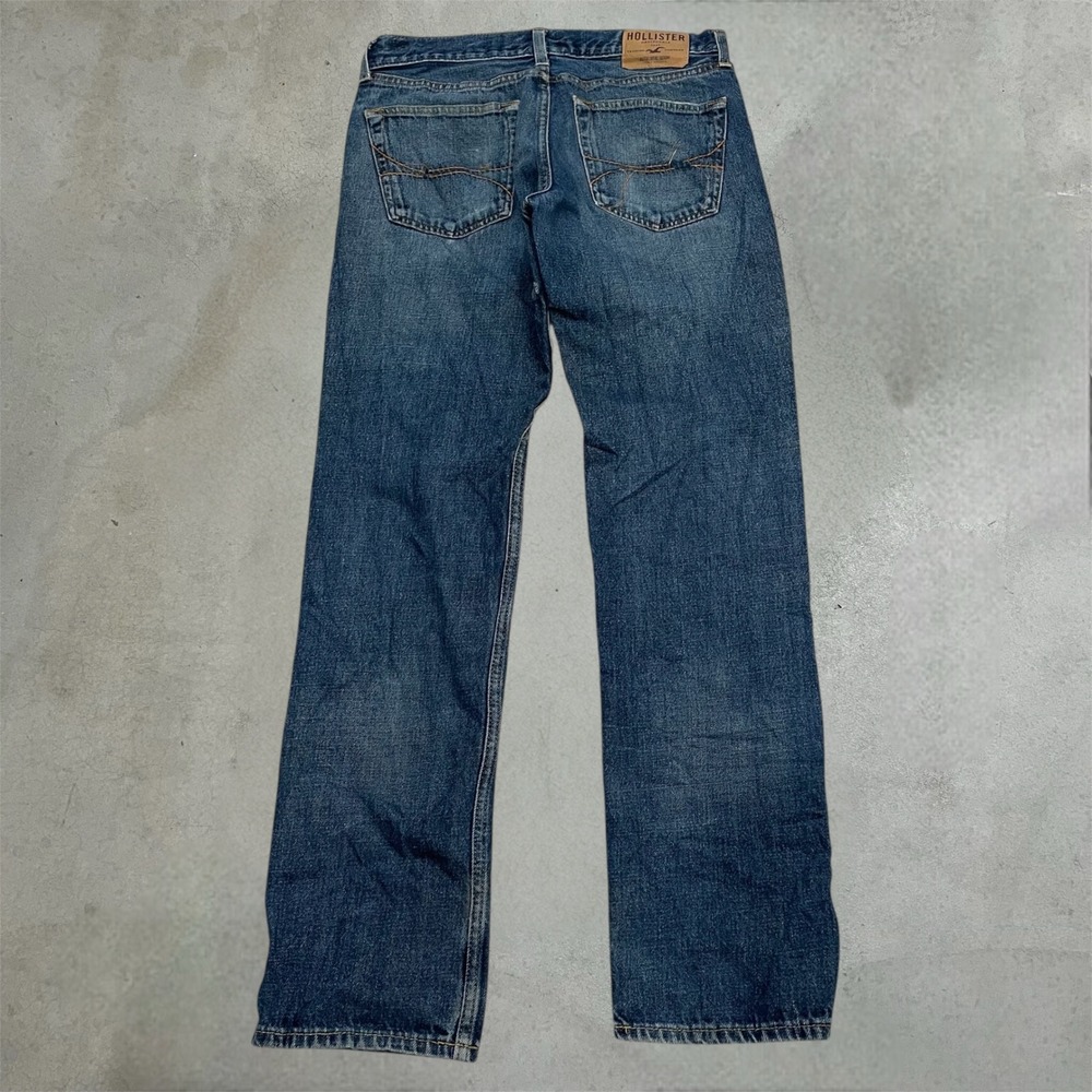 Y2K Hollister Slim Straight Jeans Womens 32x34 Blue Button Fly Denim Pants